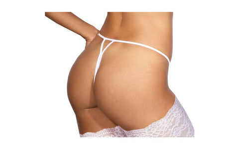 Axami Lingerie Lace Open Front G-String Lingerie White - G-Strings, Panties and Shorts