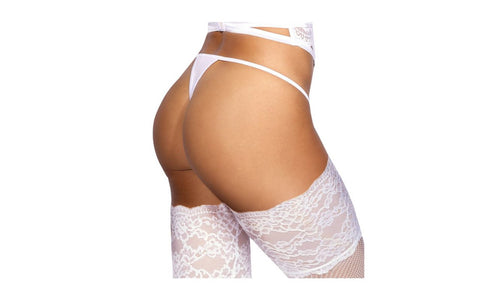 Axami Lingerie Microfiber and Lace G-String Panty with Studs White - G-Strings, Panties and Shorts