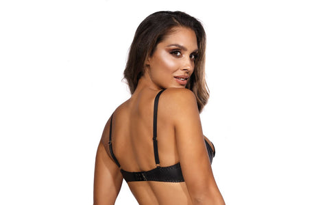 Axami Lingerie Wetlook Half Cup Zip Bra Black - Her Fetish