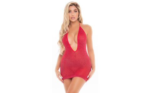 Pink Lipstick Love Bite Plunge Womens Halter Dress One Size - Skirts And Club Wear