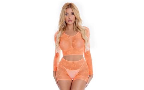 Pink Lipstick Leaf It To Me Seductive Womens Short Set One Size - G-Strings, Panties and Shorts