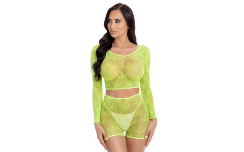 Pink Lipstick Leaf It To Me Seductive Womens Short Set One Size - G-Strings, Panties and Shorts