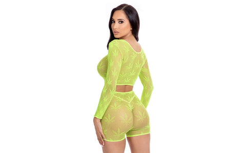 Pink Lipstick Leaf It To Me Seductive Womens Short Set One Size - G-Strings, Panties and Shorts