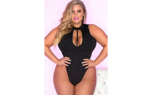 Pink Lipstick Taking Risks Choker Women Bodysuit 3X / 4X - Teddies and Bodysuits