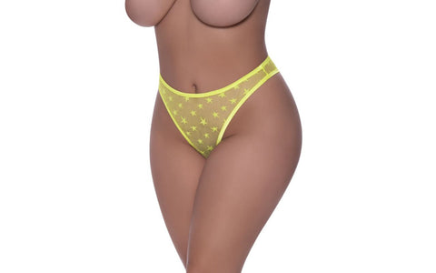 Exposed Lingerie High Waist Micro Star Sexy Thong Lime - G-Strings, Panties and Shorts