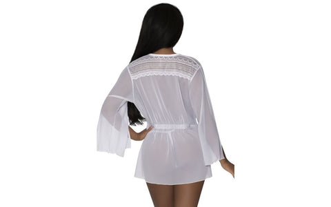 Exposed Lingerie Womens Flowing Short Robe - Kimono's and Gowns