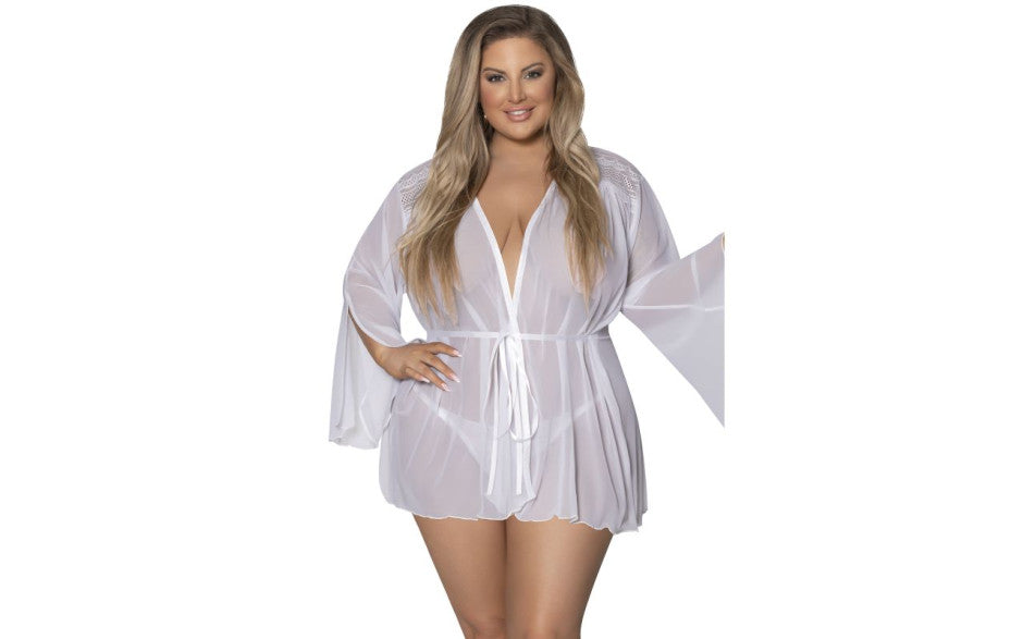 Exposed Lingerie Womens Flowing Short Robe Kimono's and Gowns