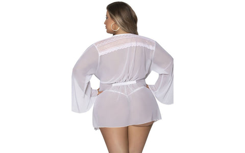 Exposed Lingerie Womens Flowing Short Robe - Kimono's and Gowns
