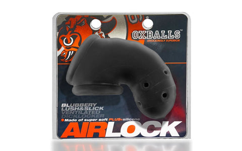 Oxballs Airlock Air Lite Vented Male Chastity Device Black Ice - Male Chastity