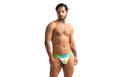 Sport Fucker Jersey Sexy Mens Jock Strap Green and White - Jocks and G-Strings