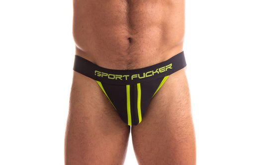Sport Fucker Jersey Male Jock Strap Black and Green - Jocks and G-Strings
