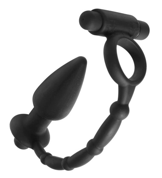 Viaticus Cock Ring With Anal Vibe Plug - Cock Rings