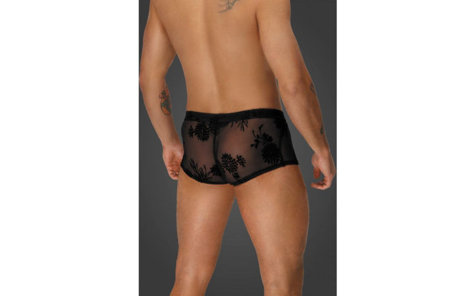 Noir Handmade Mens Flock Embroidery Short-Shorts His Fetish