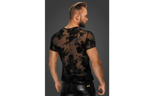 Noir Handmade Flock Embroidery Mens T-Shirt - His Fetish