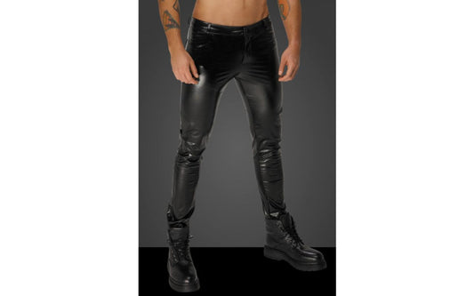 Noir Handmade Snake Wetlook Long Pants with Back Pockets Black - His Fetish