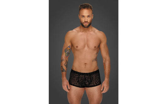 Noir Handmade Mens Leopard Flock Short Shorts - His Fetish