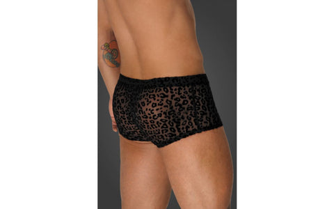 Noir Handmade Mens Leopard Flock Short Shorts - His Fetish