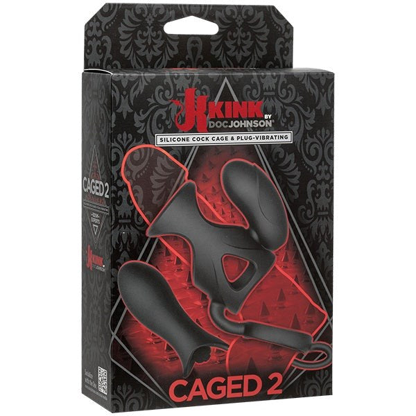 Vibrating Silicone Cock Cage with Ball Strap and Dual Bullets Cock Rings