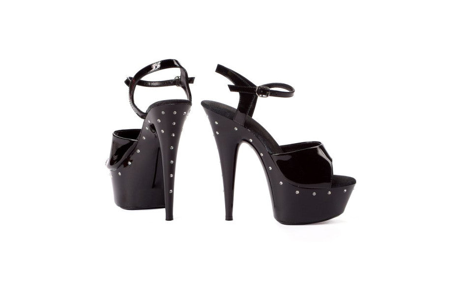 Ellie Shoes Rhinestone Platform Sandal Black 6 Inch Womens Footwear