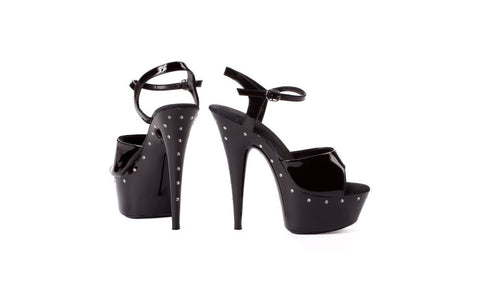 Ellie Shoes Rhinestone Platform Sandal Black 6 Inch - Womens Footwear