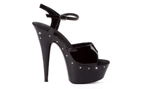 Ellie Shoes Rhinestone Platform Sandal Black 6 Inch - Womens Footwear