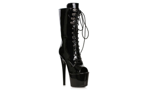 Ellie Shoes Peep-Toe Ankle Boot Black With 7 Inch Stiletto - Womens Footwear