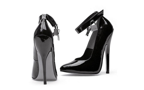 Ellie Shoes 6 Inch Fetish Pump With Lock and Key Black - Womens Footwear