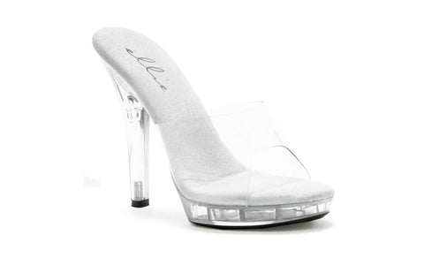 Ellie Shoes Comfortable Slip On Sandal Clear With 5 Inch Heel - Womens Footwear
