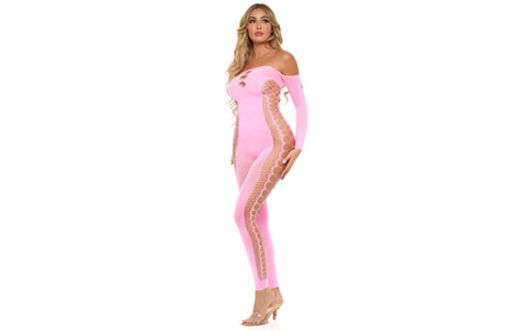 Pink Lipstick Diamond Drippin Sexy Bodystocking - Body Stockings