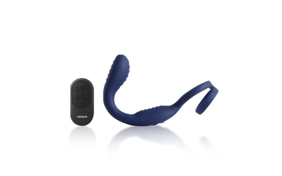 Arosum VibraDuo Vibrating Anal Probe & Perineum Stimulator With Cock Ring Butt Plugs