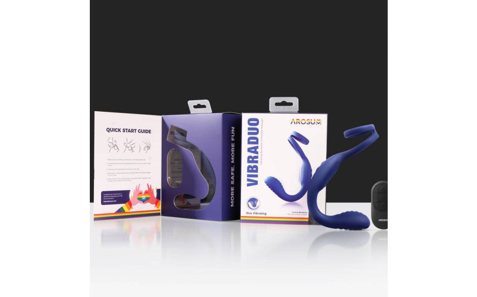 Arosum VibraDuo Vibrating Anal Probe & Perineum Stimulator With Cock Ring Butt Plugs