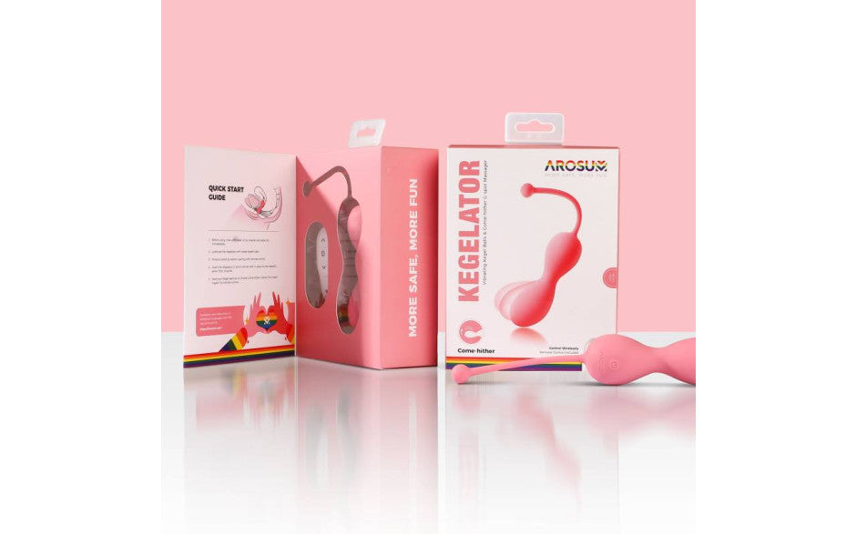 Arosum Come Hither Kegelator Duo Vaginal Balls Stimulator With Remote Control Love Eggs and Kegel Exercisers