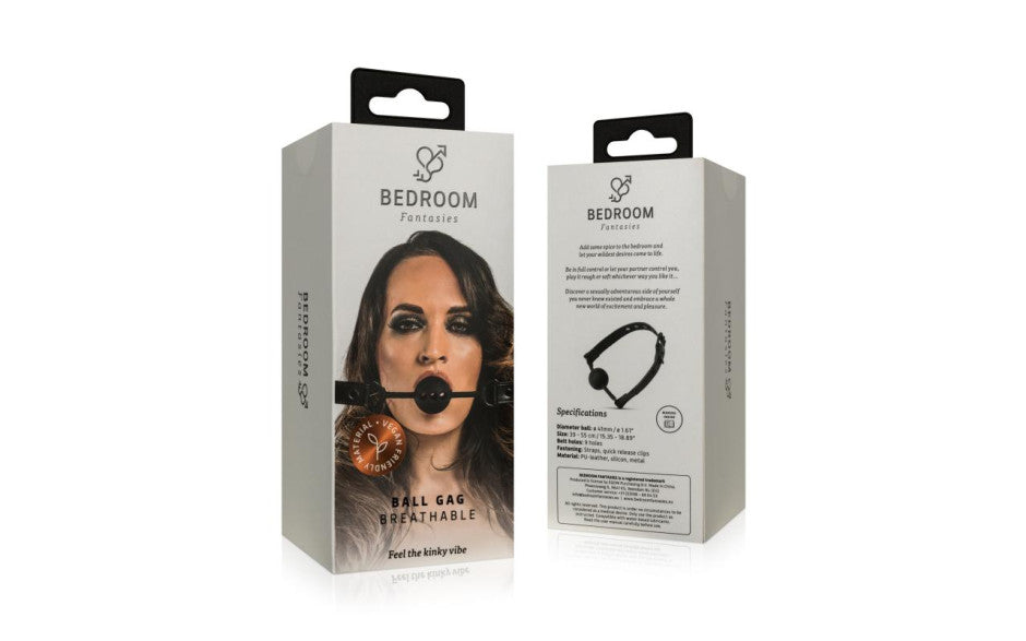 Bedroom Fantasies Breathable Silicone Ball Gag Black Bondage Gags and Bits