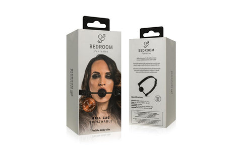 Bedroom Fantasies Breathable Silicone Ball Gag Black - Bondage Gags and Bits
