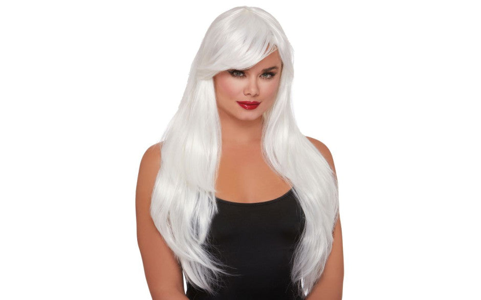 Dreamgirl Layered Long Womens Wig White Wigs and Gloves