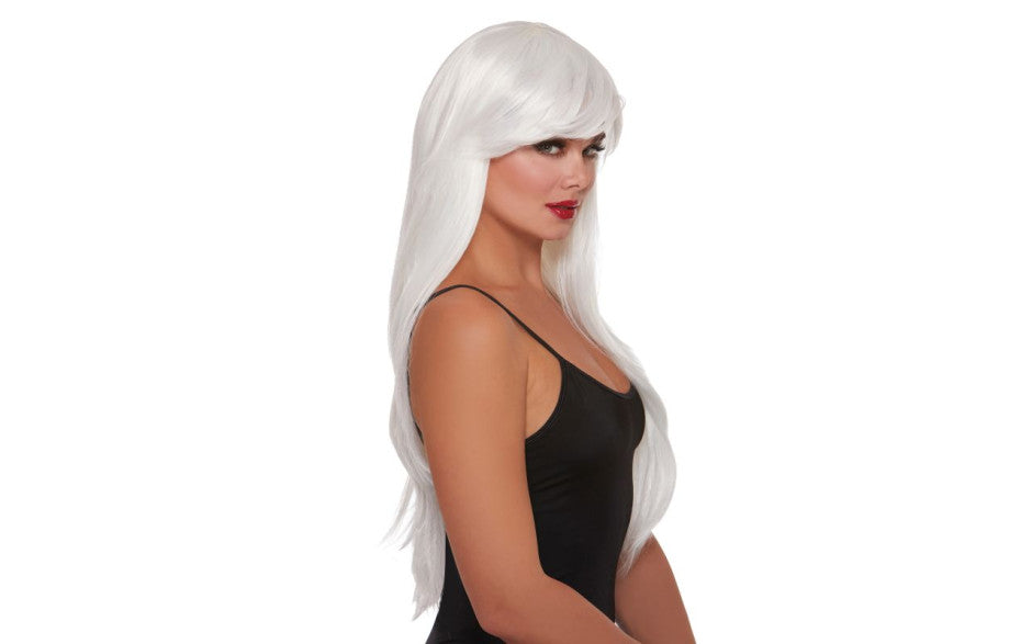 Dreamgirl Layered Long Womens Wig White Wigs and Gloves