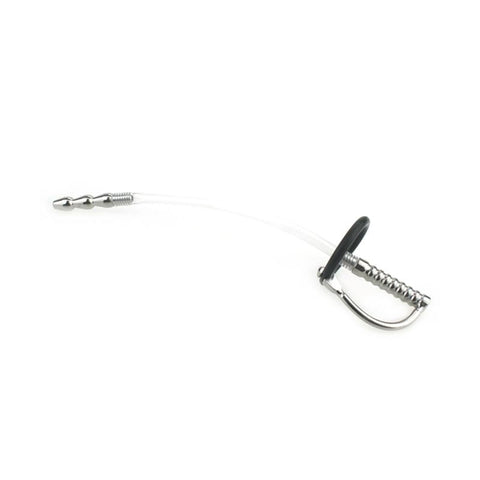 Wee Ribbed Metal & Silicone Flexible Penis Plug - Penis Plugs
