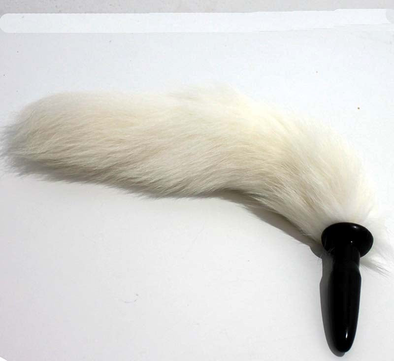 White Faux Fox tail Silicone Anal Plug Butt Plugs