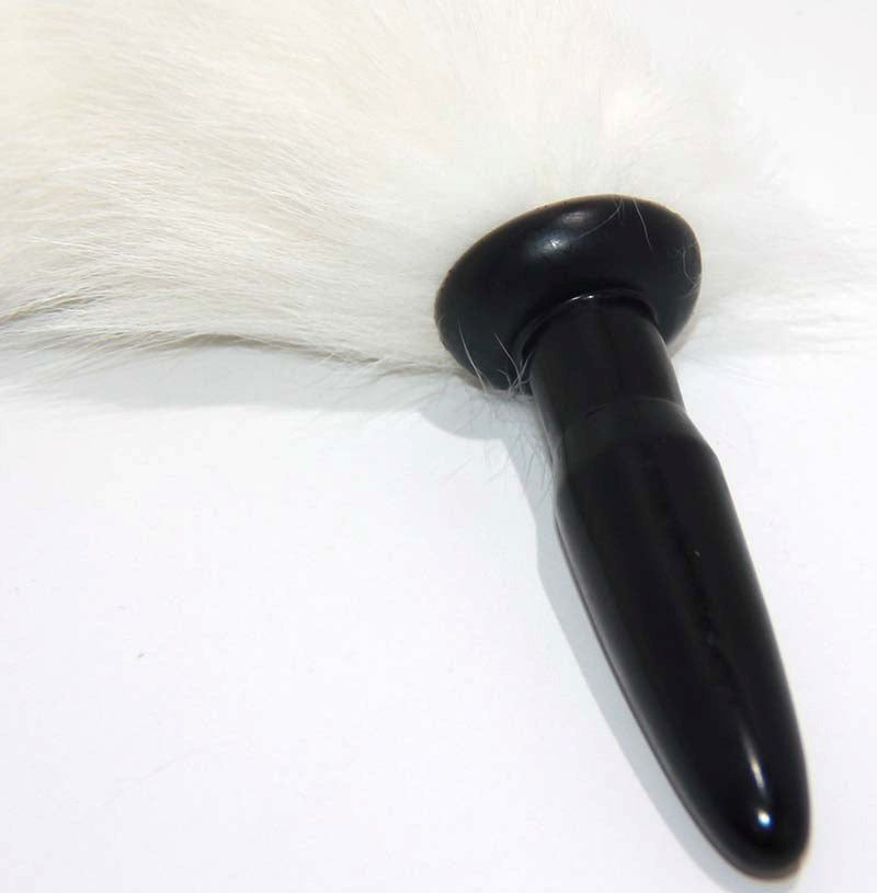 White Faux Fox tail Silicone Anal Plug Butt Plugs