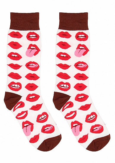 Shots Toys Lip Love Print Premium Sexy Socks - Party Gifts and Novelties