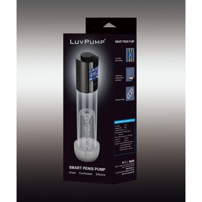 LuvPump Smart Rechargeable LCD Penis Pump w Sleeve and Donut Penis Pumps And Stretchers
