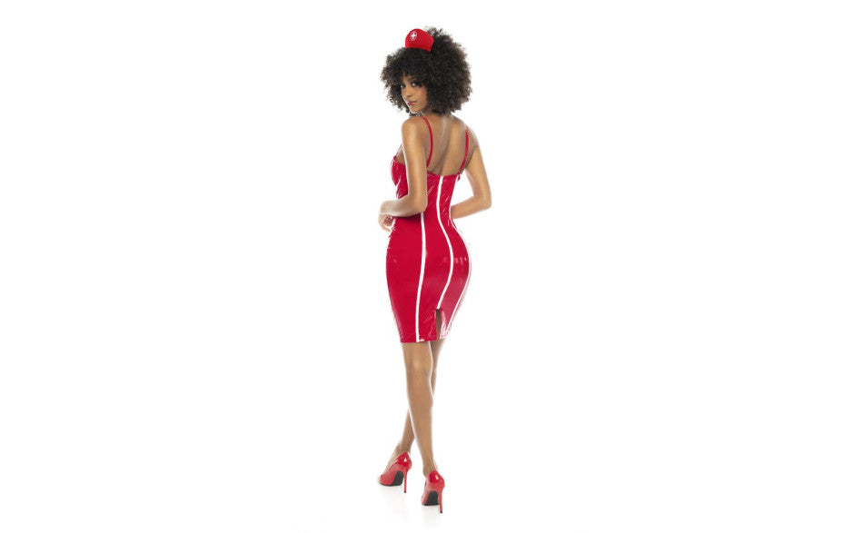 Mapale Sexy Nurse Costume Vinyl Red Fancy Dress Ups