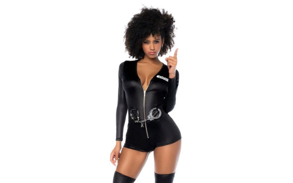 Mapale 2 Piece Sultry Swat Officer Womens Costume Black Fancy Dress Ups