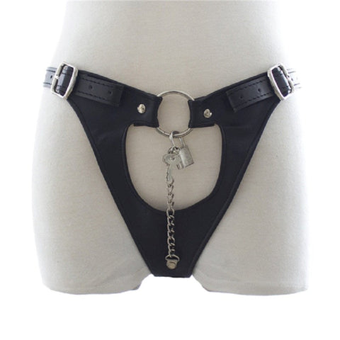 Womens Leather Chastity Thong - Male Chastity