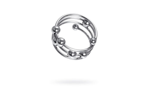 Metal Mens Multiple Metal Balls Penis Head Ring - Cock Rings