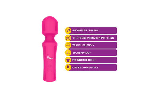 Viben Mighty Muse Vibrating Body Wand Massager Hot Pink Body Wands