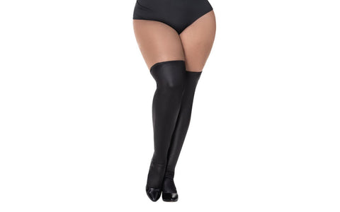 Mapale Sexy Womens Thigh Highs Vinyl Gloss Black - Her Fetish