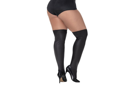 Mapale Sexy Womens Thigh Highs Vinyl Gloss Black - Her Fetish