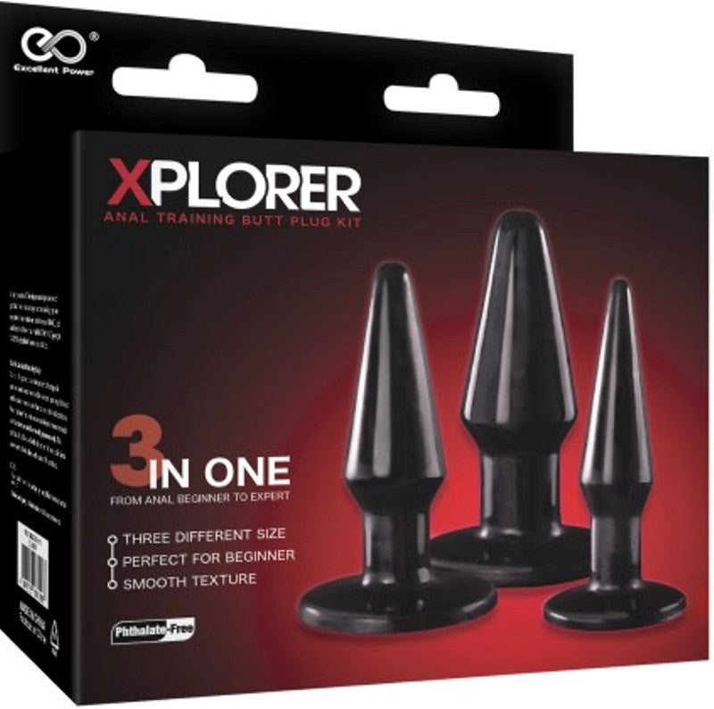 Xplorer Anal Training Butt Plug Kit - Black Butt Plugs