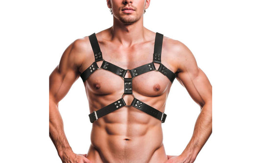 Strict 6 O-Ring BDSM Play Adjustable Chest Harness - Cuffs And Restraints